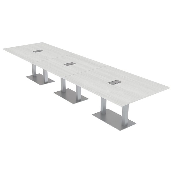Skutchi Designs 45 in W, 165.75 in L, 29 in H, Engineered Wood Top, White HAR-REC-48x168-DOU-ELEC-WHCYPRESS - main